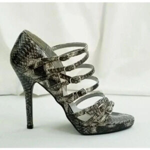Miss Me 7.5 Womens Animal Print Garnet 3 Strappy Open Toe Stiletto Heel Pumps